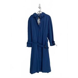 Women's Misty Harbor Vintage NWT Blue Hooded Trench Coat Size 12 Regular Lined